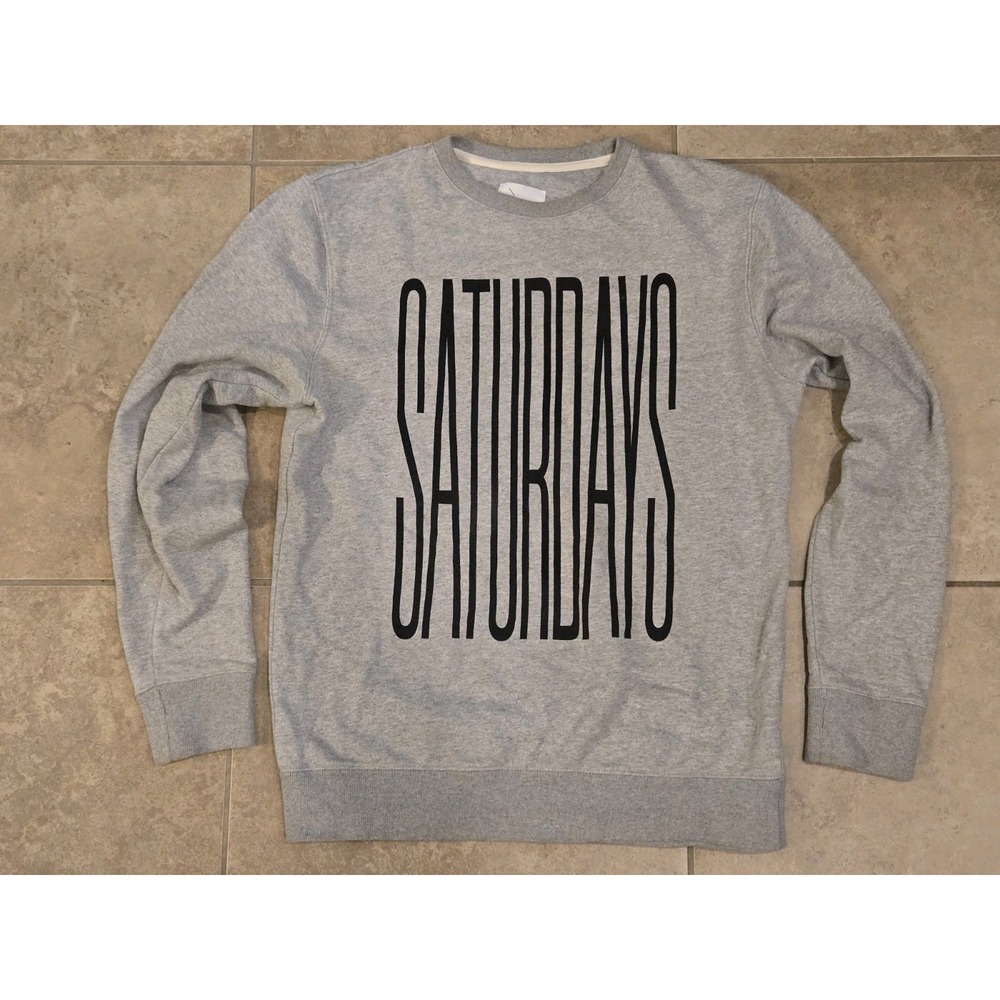 Saturdays Surf NYC Crewneck Pullover Sweater Gray Size M Spell Out‎ Medium